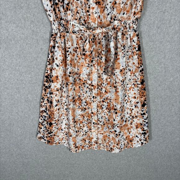 Shirt Dress Medium Button Belt Tie Abstract Southern Career Church Animal Artsy - Picture 3 of 10